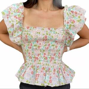 Anthropologie Love the Label Ines
Ivory Smocked Bodice Tank Sz Small